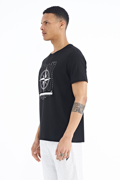 Tommylife Wholesale Black Standard Fit Crew Neck Men's T-Shirt - 88173 - Thumbnail