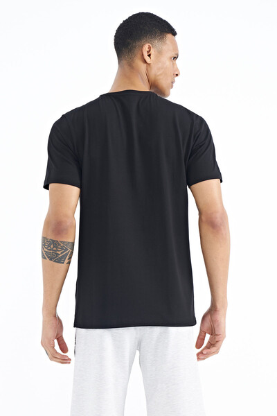 Tommylife Wholesale Black Standard Fit Crew Neck Men's T-Shirt - 88173 - Thumbnail