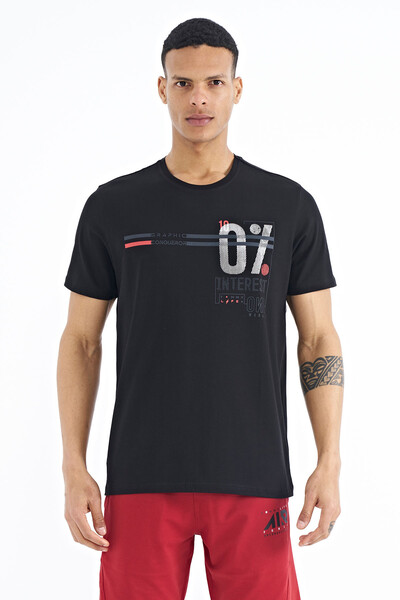 Tommylife Wholesale Black Standard Fit Crew Neck Men's T-Shirt - 88189 - Thumbnail