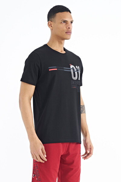 Tommylife Wholesale Black Standard Fit Crew Neck Men's T-Shirt - 88189 - Thumbnail