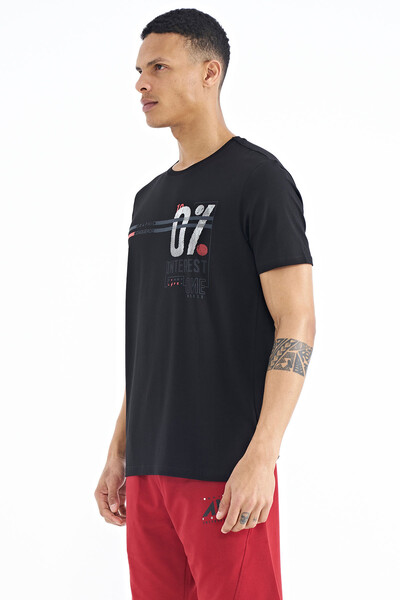 Tommylife Wholesale Black Standard Fit Crew Neck Men's T-Shirt - 88189 - Thumbnail