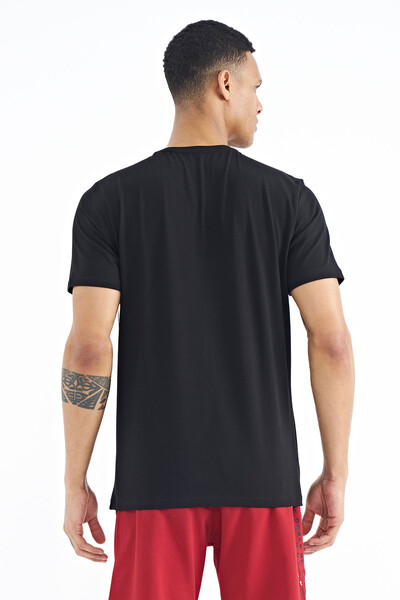 Tommylife Wholesale Black Standard Fit Crew Neck Men's T-Shirt - 88189 - Thumbnail