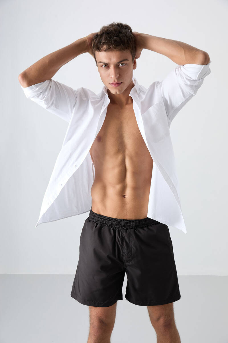 TOMMYLIFE - Tommylife Wholesale Black Standard Fit Men's Swim Shorts - 81237