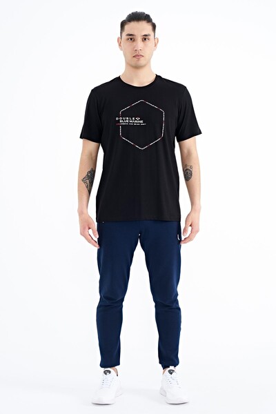 Tommylife Wholesale Black Standard Fit Men's T-shirt - 88198 - Thumbnail