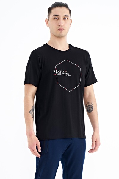 Tommylife Wholesale Black Standard Fit Men's T-shirt - 88198 - Thumbnail