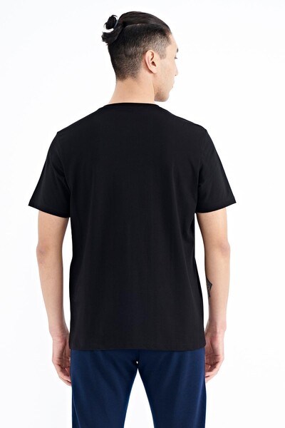 Tommylife Wholesale Black Standard Fit Men's T-shirt - 88198 - Thumbnail