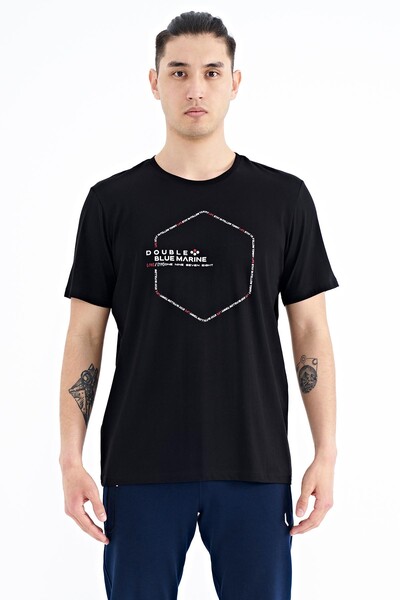 Tommylife Wholesale Black Standard Fit Men's T-shirt - 88198 - Thumbnail