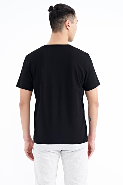 Tommylife Wholesale Black Standard Fit Men's T-shirt - 88200 - Thumbnail