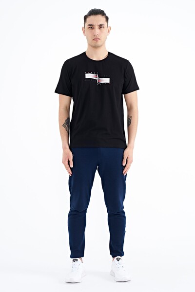 Tommylife Wholesale Black Standard Fit Men's T-shirt - 88215 - Thumbnail