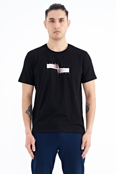 Tommylife Wholesale Black Standard Fit Men's T-shirt - 88215 - Thumbnail