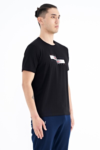 Tommylife Wholesale Black Standard Fit Men's T-shirt - 88215 - Thumbnail