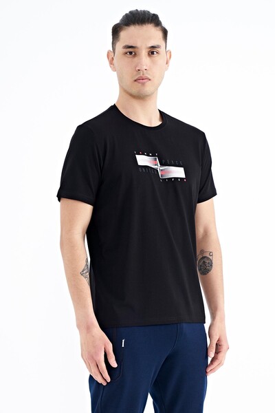 Tommylife Wholesale Black Standard Fit Men's T-shirt - 88215 - Thumbnail