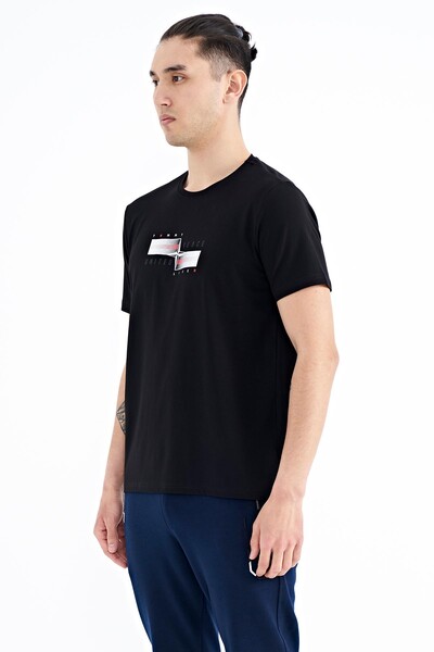 Tommylife Wholesale Black Standard Fit Men's T-shirt - 88215 - Thumbnail