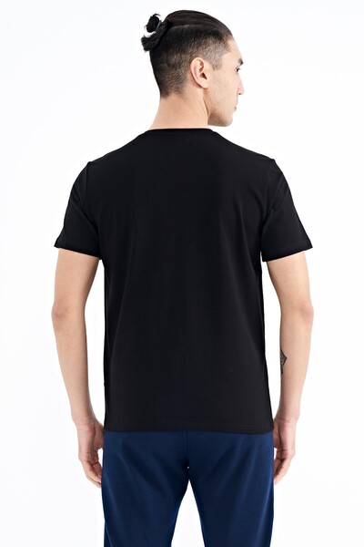 Tommylife Wholesale Black Standard Fit Men's T-shirt - 88215 - Thumbnail