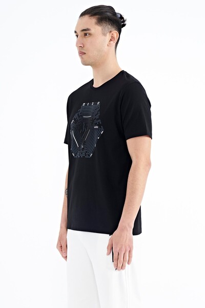 Tommylife Wholesale Black Standard Fit Men's T-shirt - 88231 - Thumbnail