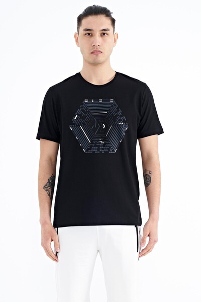 Tommylife Wholesale Black Standard Fit Men's T-shirt - 88231 - Thumbnail