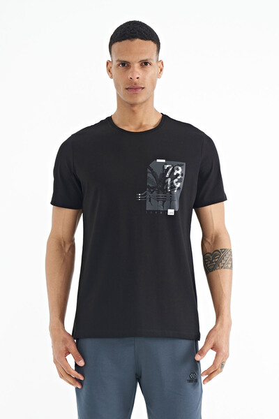 Tommylife Wholesale Black Standard Fit Men's T-shirt - 88233 - Thumbnail