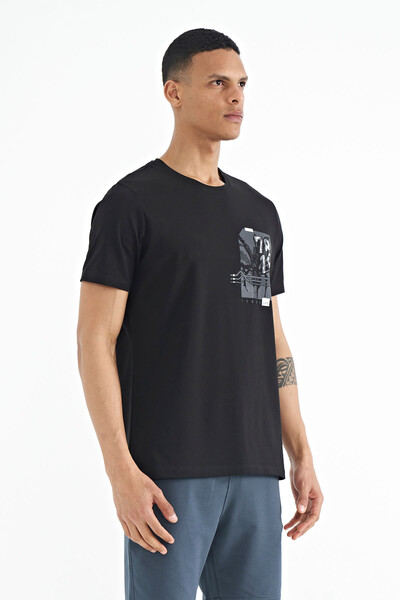 Tommylife Wholesale Black Standard Fit Men's T-shirt - 88233 - Thumbnail