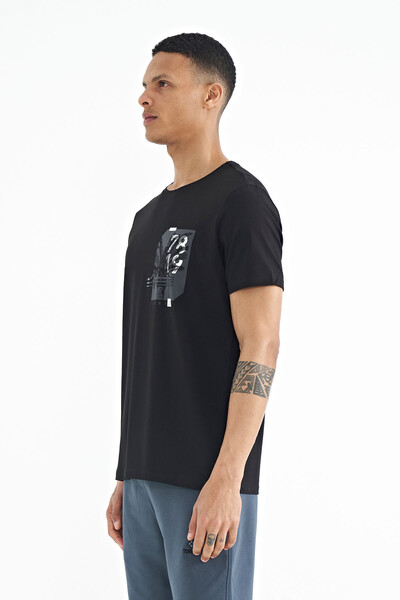 Tommylife Wholesale Black Standard Fit Men's T-shirt - 88233 - Thumbnail