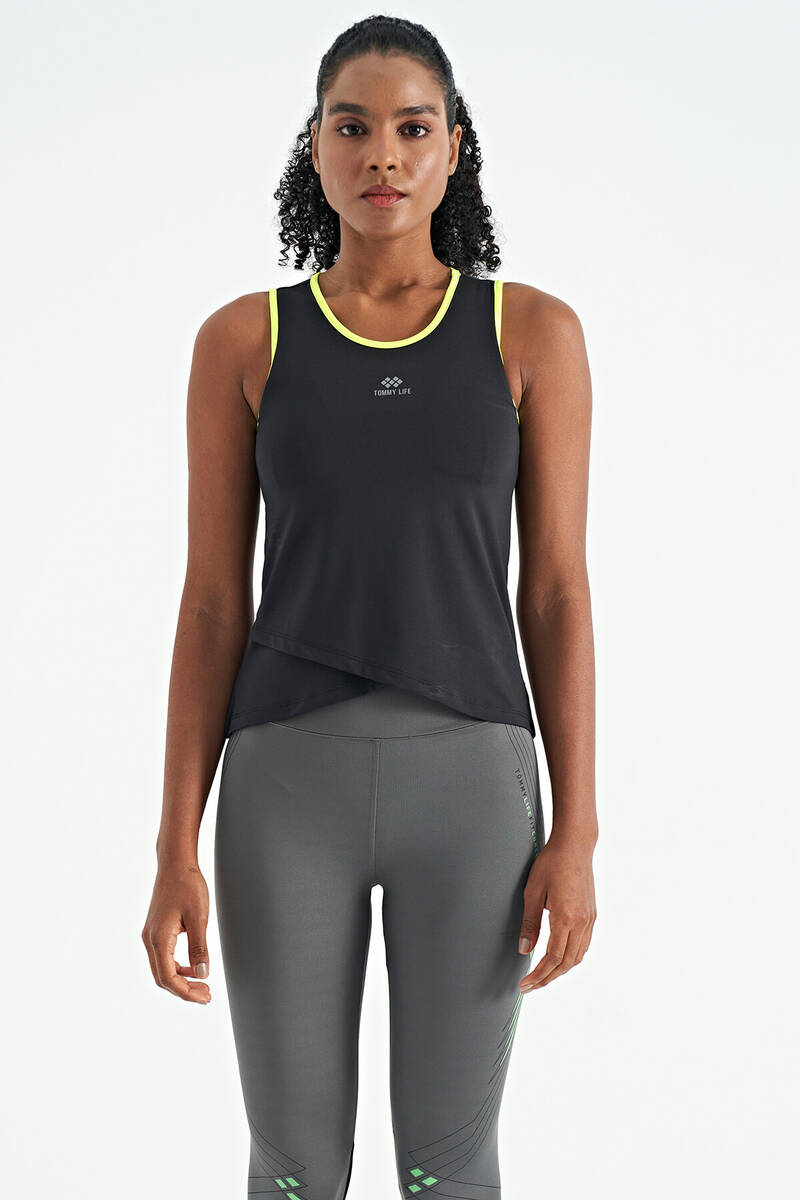 TOMMYLIFE - Tommylife Wholesale Black Standard Fit Women's Spor Tank - 97255