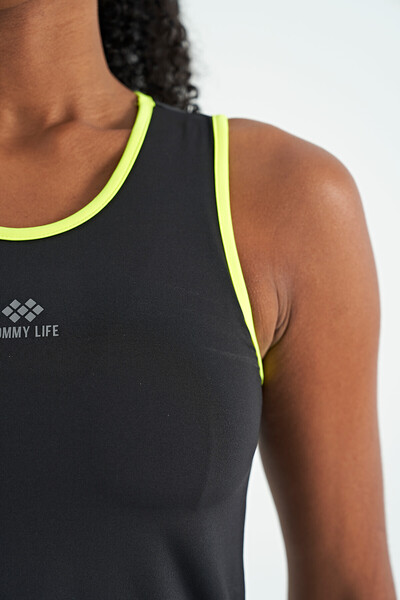 Tommylife Wholesale Black Standard Fit Women's Spor Tank - 97255 - Thumbnail