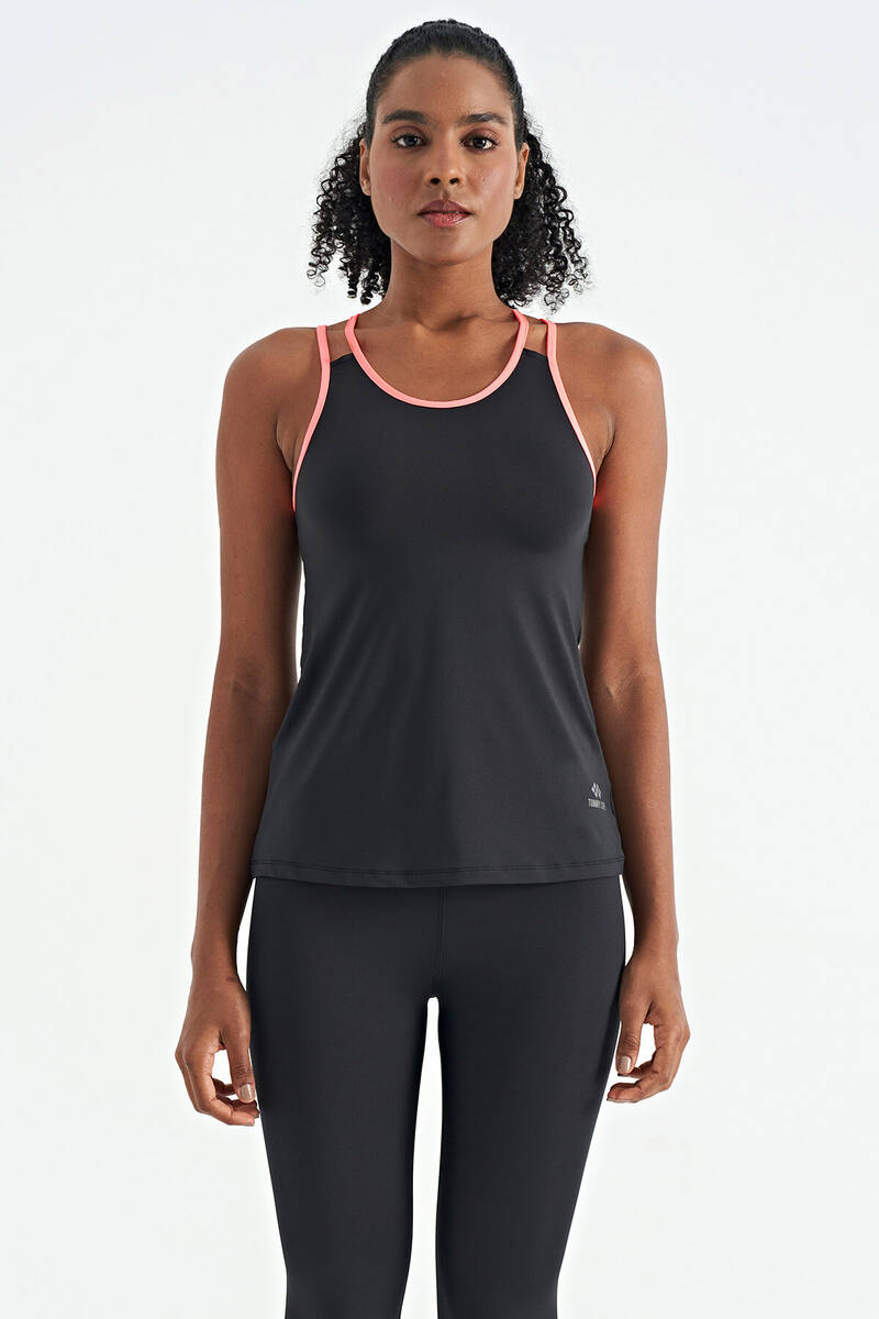 TOMMYLIFE - Tommylife Wholesale Black Standard Fit Women's Sport Tank Top - 97258