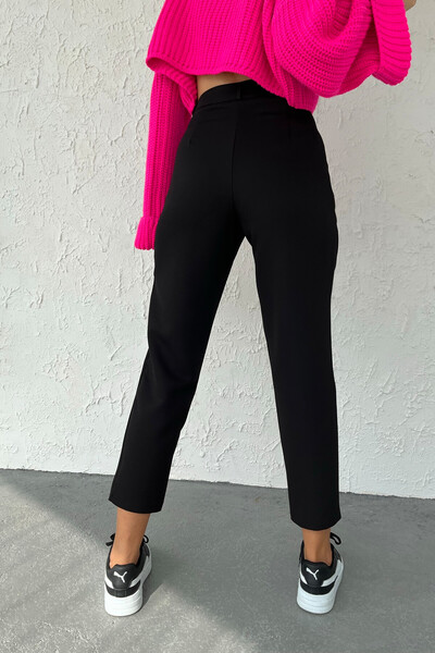 Tommylife Wholesale Black Standard Fit Women's Trousers - 02047 - Thumbnail