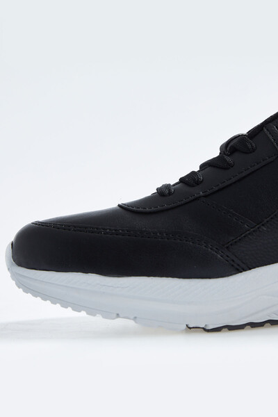 Tommylife Wholesale Black - White Faux Leather Men's Sneakers - 89113 - Thumbnail