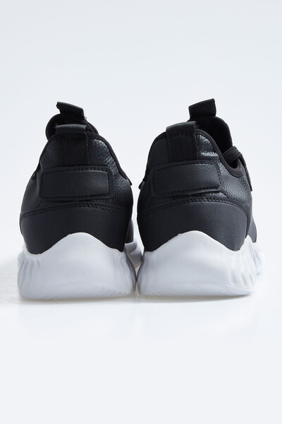 Tommylife Wholesale Black - White Faux Leather Men's Sneakers - 89115 - Thumbnail