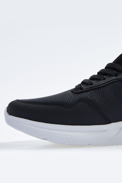 Tommylife Wholesale Black - White Faux Leather Men's Sneakers - 89115 - Thumbnail