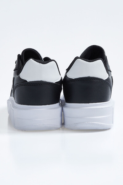 Tommylife Wholesale Black - White High Platform Faux Leather Women's Sneakers - 89200 - Thumbnail