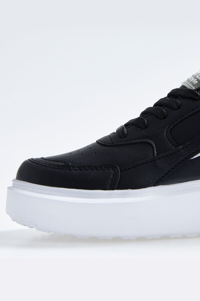 Tommylife Wholesale Black - White High Platform Faux Leather Women's Sneakers - 89200 - Thumbnail