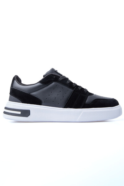 Tommylife Wholesale Black - White High Platform Laced Men's Sneakers - 89119 - Thumbnail