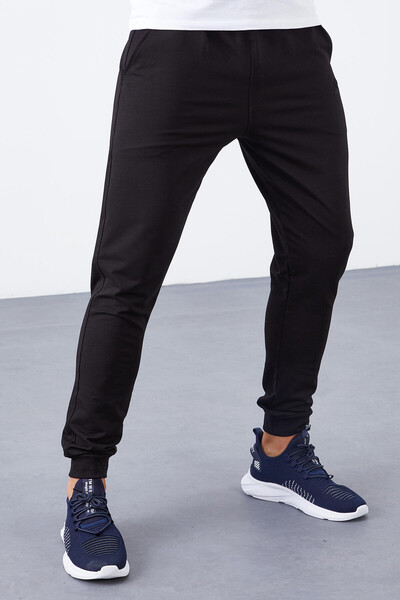 Tommylife Wholesale Black With Classic Pockets Standard Mold Cuffed Men's Sweatpant - 84652 - Thumbnail