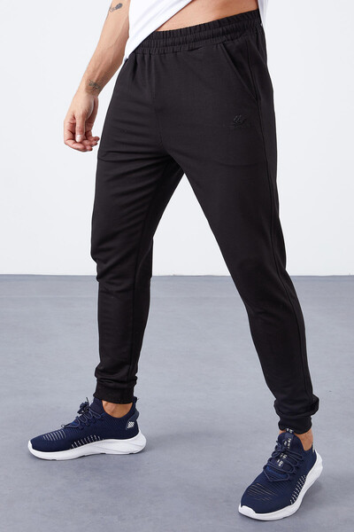 Tommylife Wholesale Black With Classic Pockets Standard Mold Cuffed Men's Sweatpant - 84652 - Thumbnail