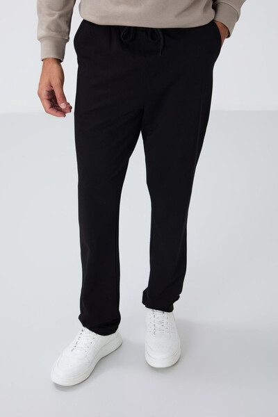 Tommylife Wholesale Black With Laced With Pockets Standard Mold Classic Hem Men's Sweatpant - 84682 - Thumbnail