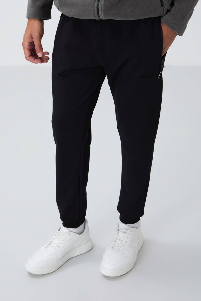 TOMMYLIFE - Tommylife Wholesale Black With Zipper Pockets Standard Mold Jogger Men's Sweatpant - 84651