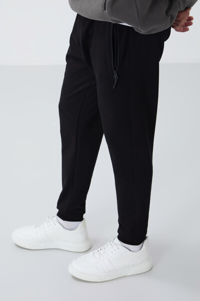 Tommylife Wholesale Black With Zipper Pockets Standard Mold Jogger Men's Sweatpant - 84651 - Thumbnail