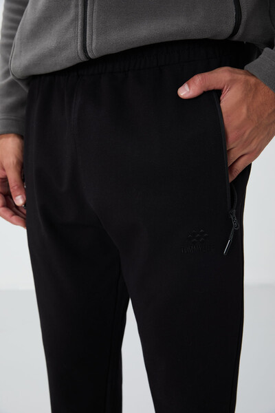 Tommylife Wholesale Black With Zipper Pockets Standard Mold Jogger Men's Sweatpant - 84651 - Thumbnail