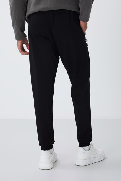 Tommylife Wholesale Black With Zipper Pockets Standard Mold Jogger Men's Sweatpant - 84651 - Thumbnail