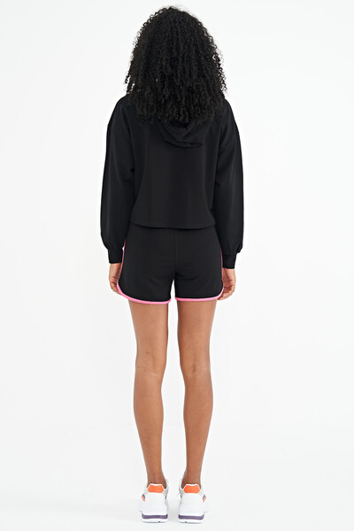 Tommylife Wholesale Black Women's Hooded Oversize Shorts Set - 02137 - Thumbnail