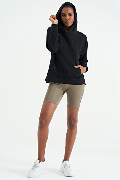 Tommylife Wholesale Black Women's Hoodie Women's Oversize Sweatshirt - 97161 - Thumbnail