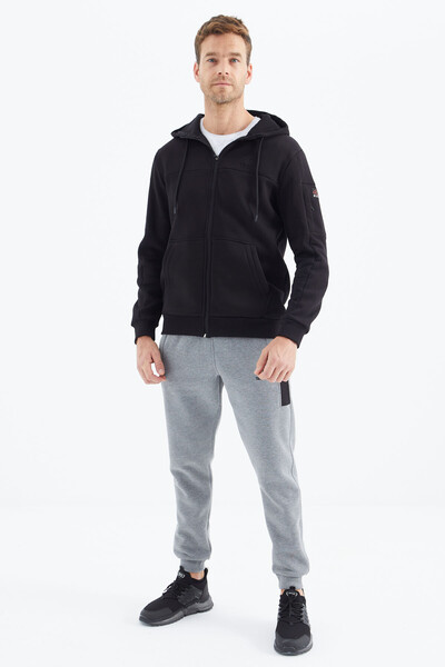 Tommylife Wholesale Black Zippered Men's Sweatshirt - 88303 - Thumbnail