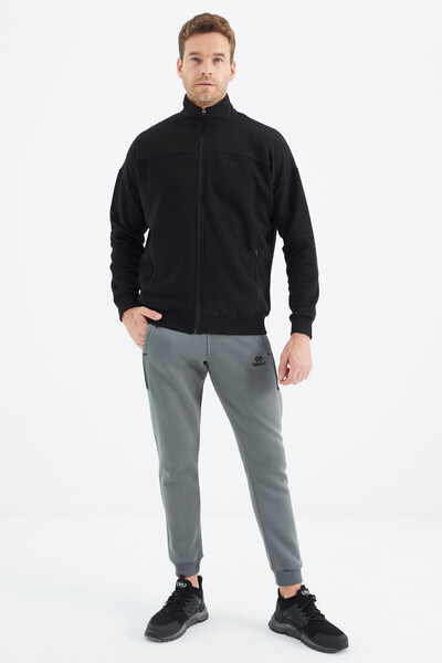Tommylife Wholesale Black Zippered Men's Sweatshirt - 88314 - Thumbnail