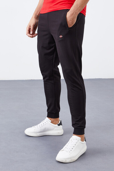 Tommylife Wholesale Black Zippered Pocket Slim Fit Jogger Men's Sweatpants - 84343 - Thumbnail