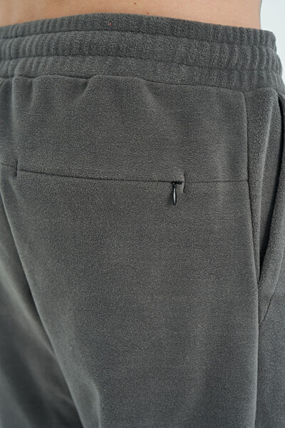 Tommylife Wholesale Blaine Dark Gray Logo Embroidered Men's Fleece Sweatpants - 82108 - Thumbnail