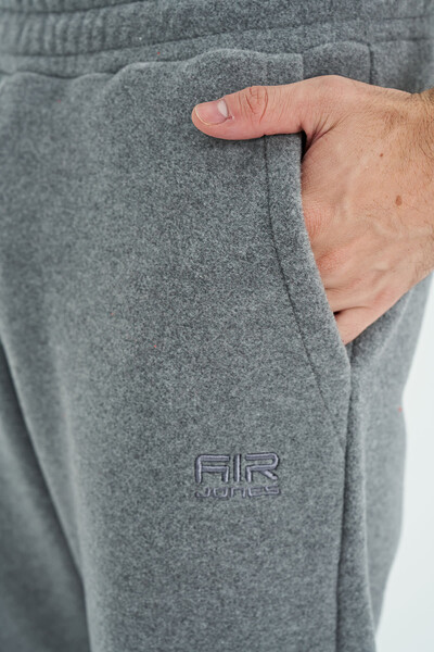 Tommylife Wholesale Blaine Gray Melange Logo Embroidered Men's Fleece Sweatpants - 82108 - Thumbnail