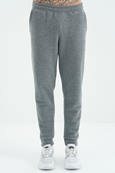 Tommylife Wholesale Blaine Standard Fit Men's Fleece Sweatpants 82108 Gray Melange - Thumbnail