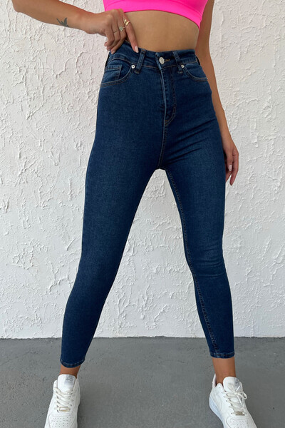 Tommylife Wholesale Blue Slim Fit Women's Trousers - 02042 - Thumbnail