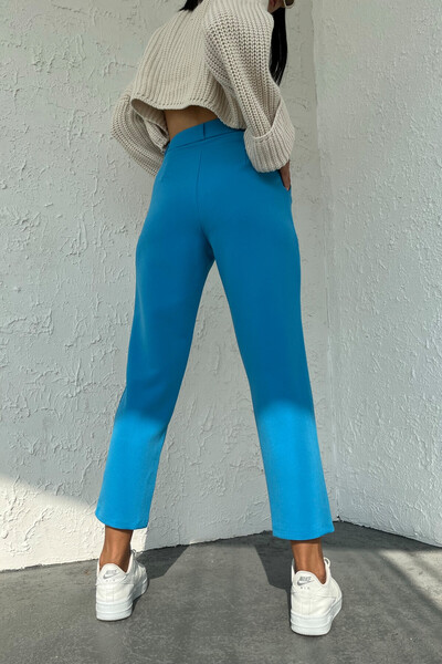 Tommylife Wholesale Blue Standard Fit Women's Trousers - 02047 - Thumbnail